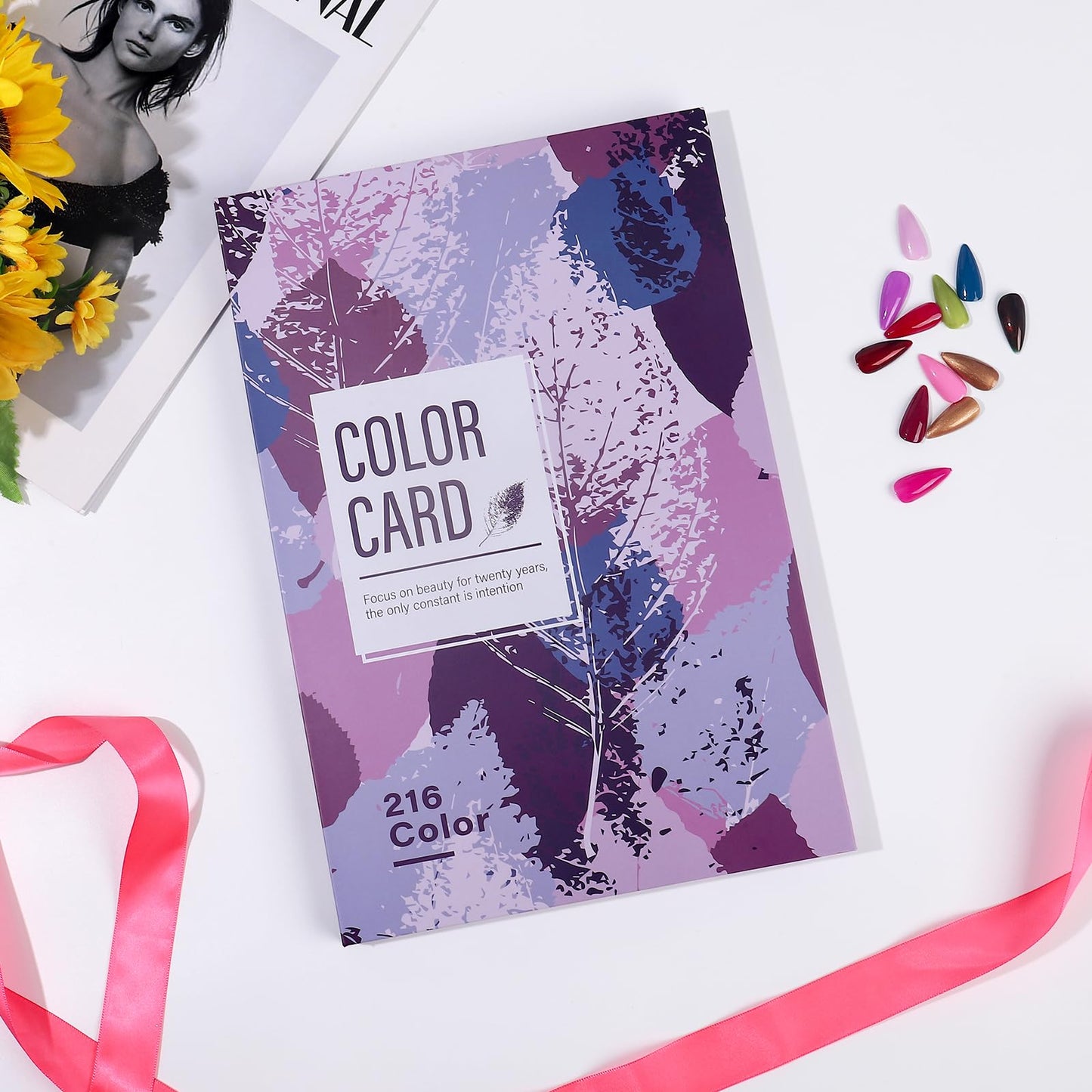 Acycoin2A 216 Nail Color Chart Display Gel Polish Color Book with 240 False Nail Tips and Number Sticker (A)