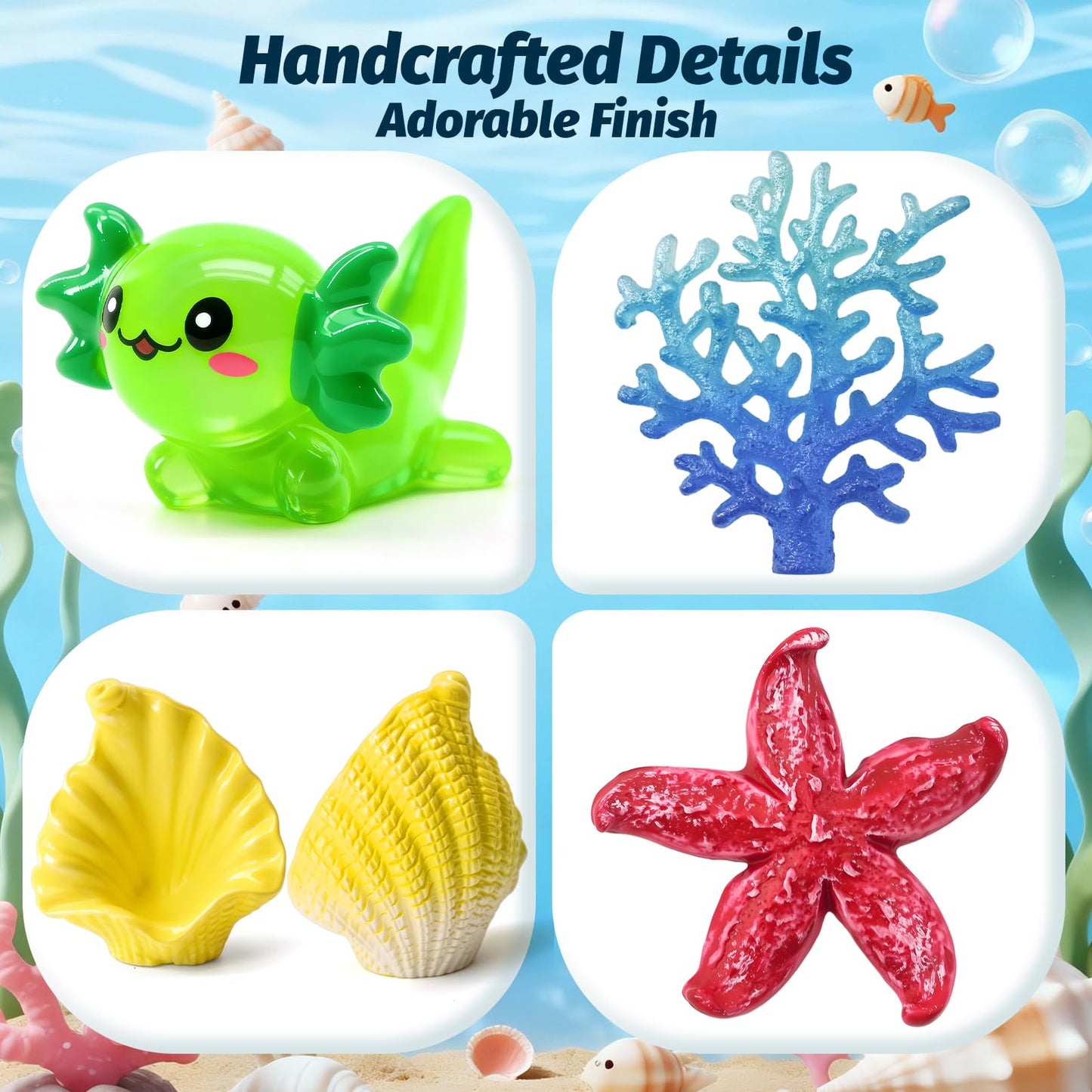 23Pcs Axolotl Cake Topper Kit, Adorable Axolotl Birthday Decorations for Cakes, Cupcakes & Party Dessert Table, Ocean Theme Party Supplies