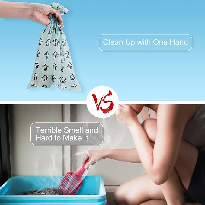 Cat Litter Scooper with Holder, Cat Litter Shovel with Waste Can,Refill Bag