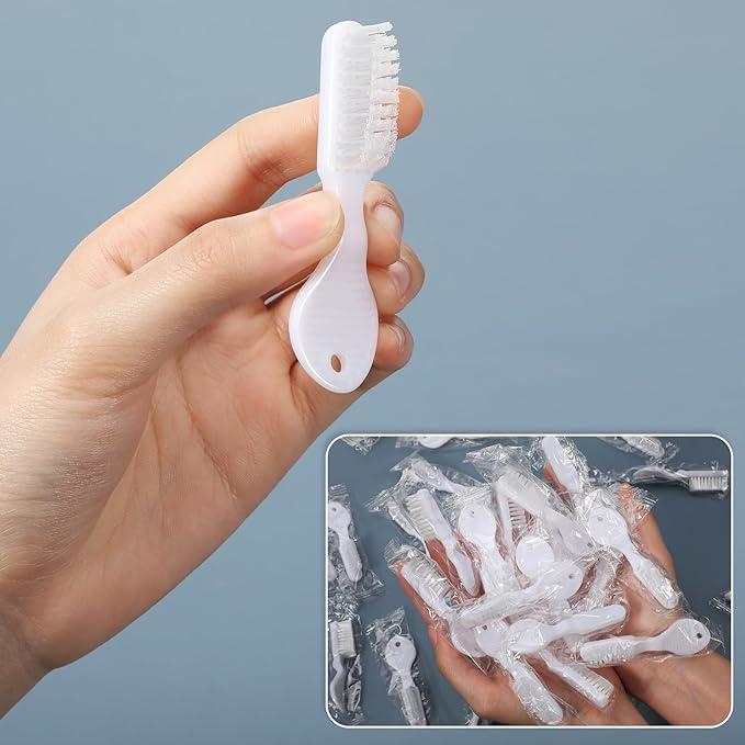 Patelai 100 Pcs Handle Toothbrush Thumbprint Individually Packaged Security Toothbrush Bulk with Short Handle Soft Bristles for Portable Travel Teeth Cleaning, Mini Size