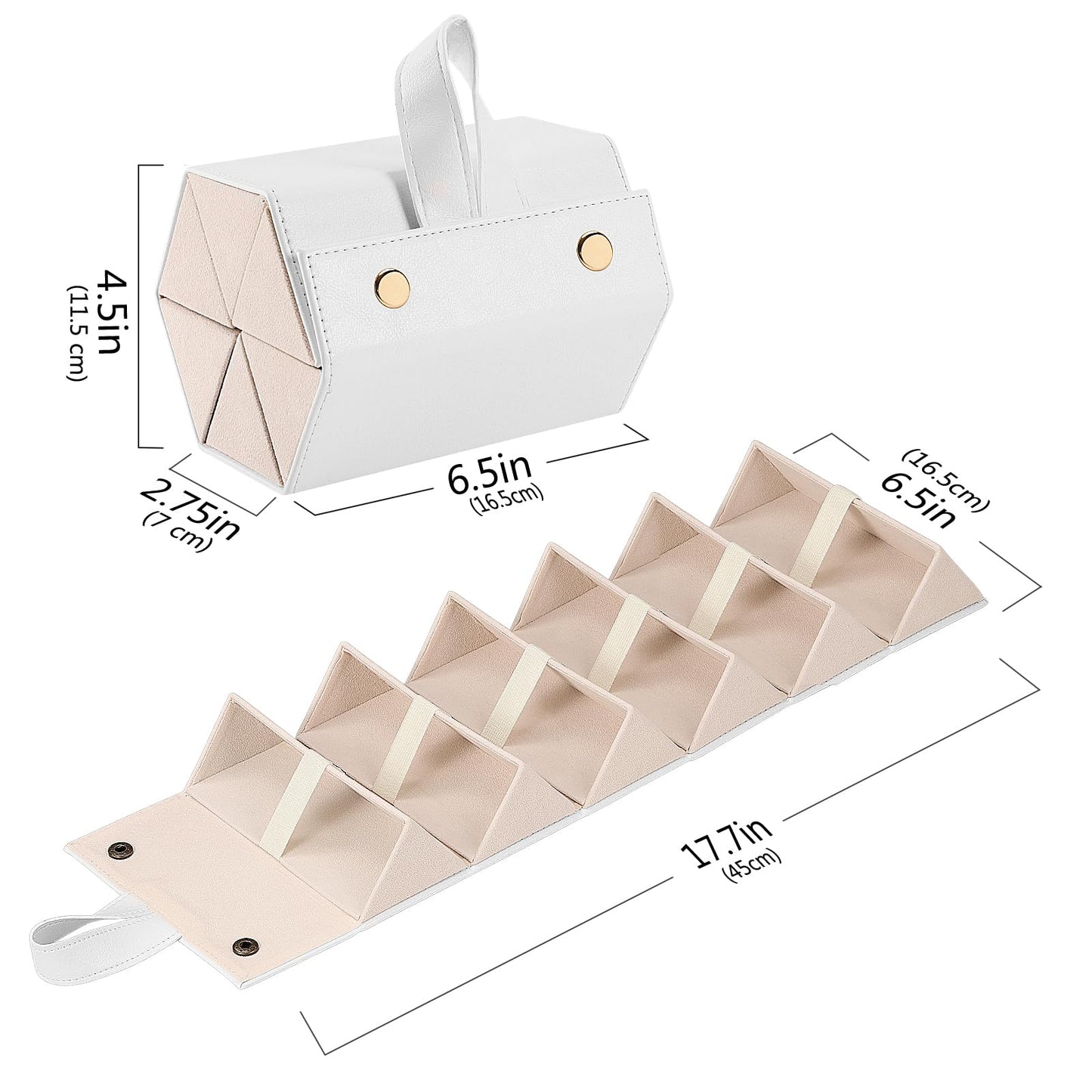 MoKo Sunglasses Organizer with 6 Slots, Foldable Travel Glasses Storage Case Holder Eyewear Display Box, Beige