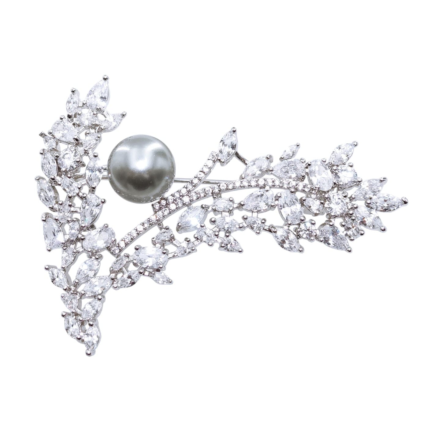 SinglinArt Brooches for Women Girls Silver Rhinestone Crystal Jewelry