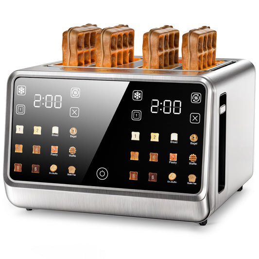 Toaster 4 Slice - Stainless Steel with Large Color LCD, Dual Independent Controls