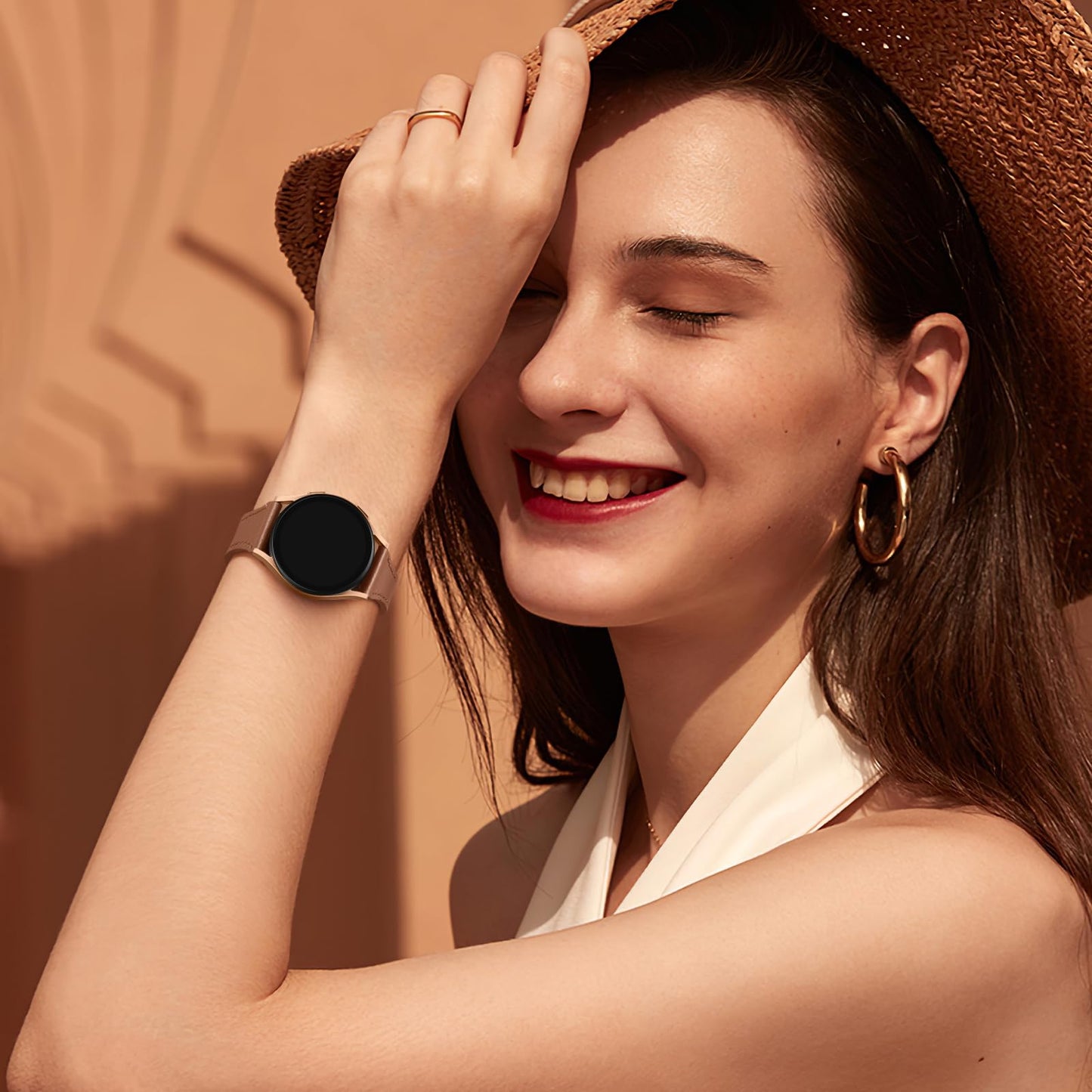 GEAK Slim Leather Band Compatible with Galaxy Watch 7 Band/6 5 4 FE 40mm 44mm/5 pro 45mm/Classic/Galaxy Active 2, 20mm Genuine Leather Strap with Quick Release Buckle for Samsung Watch Bands Women