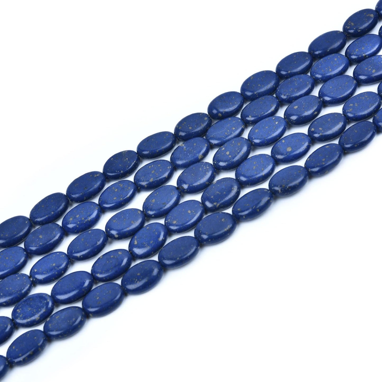 HAAMIIQII 12x8mm Lapis Lazuli Oval Stone Spacer Beads, Loose Gemstone Beads for Jewelry Making, DIY Bracelet, Necklace, Healing Crystal 15 Inch (33pcs)
