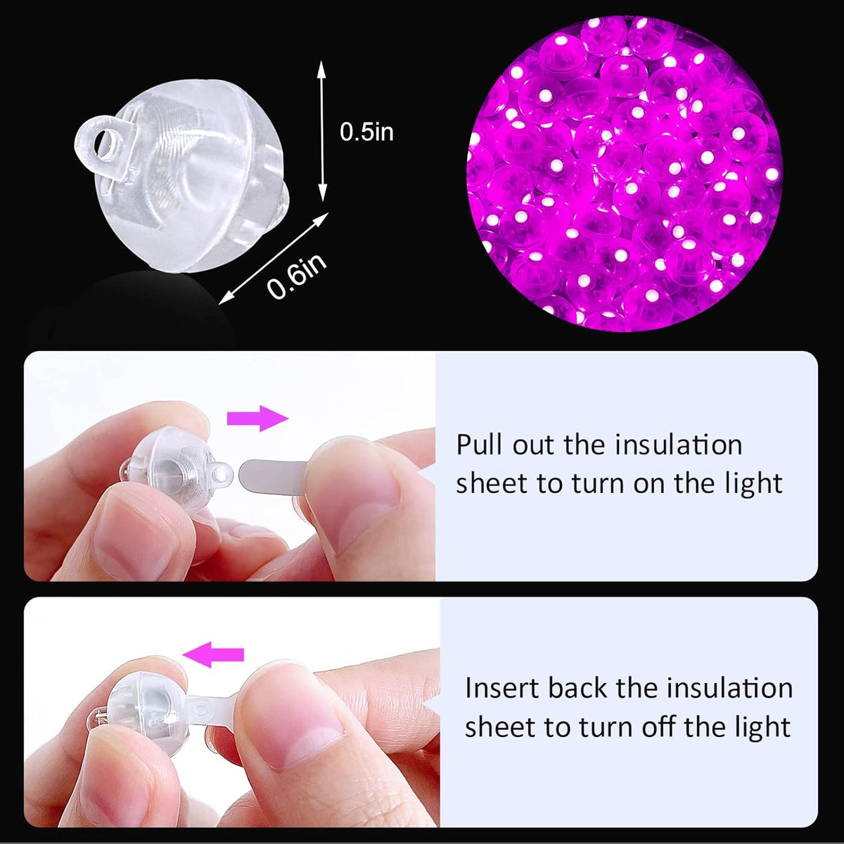ZGWJ 50PCs Mini Led Lights for Paper Lantern, Pink Led Balloons Light up Balloons for Neon Party Lights Easter Eggs Christmas Halloween Birthday Party Wedding Decoration