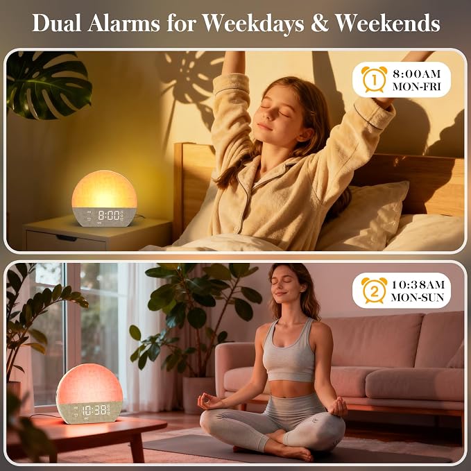 KEPLUG Sunrise Alarm Clock Sound Machine with Dual Alarm for Heavy Sleepers