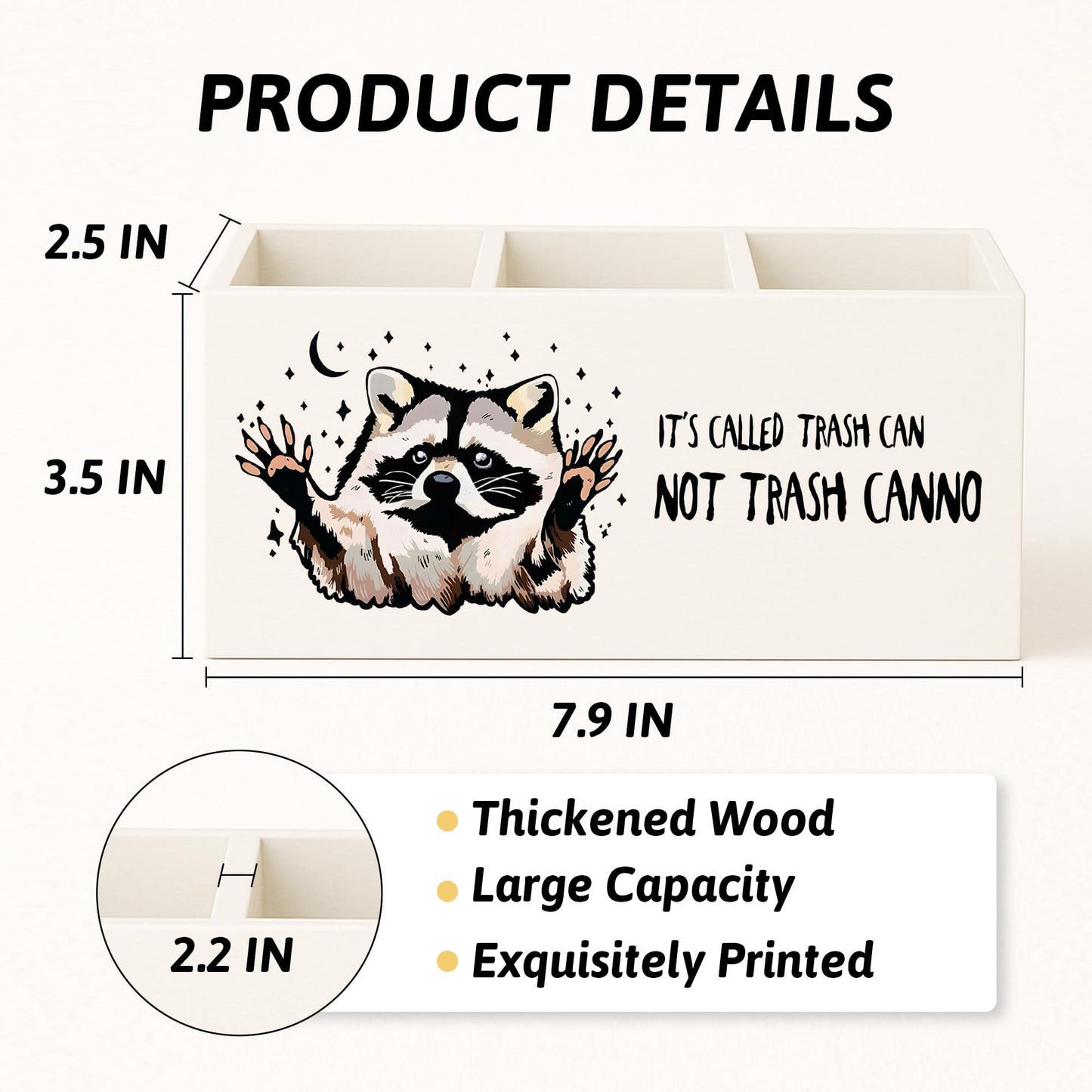 FISWAFY Funny Raccoon Pen Pencil Holder for Desk, Office Work Humor Gifts, It's Called Trash Can Not Trash Cannot Sarcastic Makeup Brush Toothbrush Holder for Vanity Bathroom