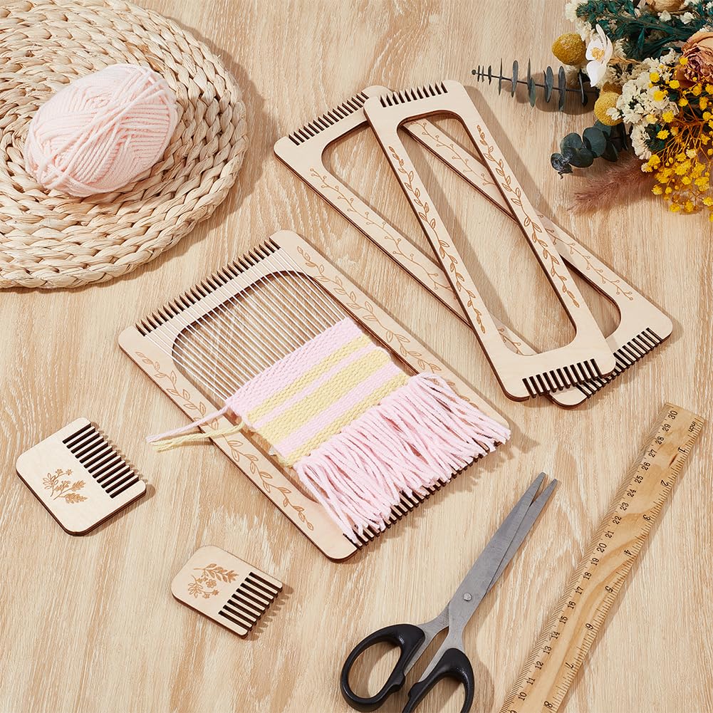 BENECREAT 5 Pcs Rectangle Weaving Loom Kit, 5 Styles Bookmark Weaving Tool, Loom Tool for Beginners and Weaving Enthusiasts