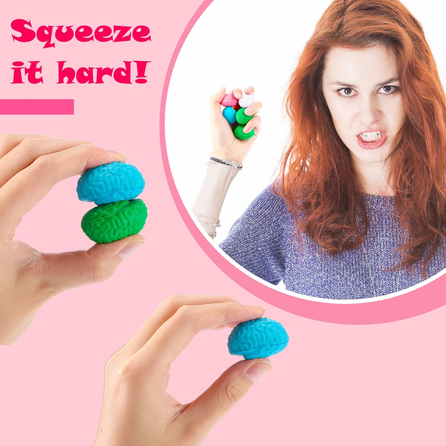 Lenwen 200 Pcs Brain Stress Ball Bulk Christmas Squeeze Mini Brain Shaped Toy 1.57 Inch PU Hand Pressure Ball for Teens Adults Release Stress Improving Grip Strength Recognition Prop, 10 Colors