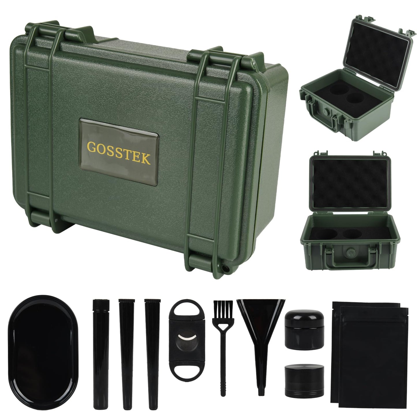 Gosstek Travel Storage Safe Locking Dry Box with 10 PCS Accessories, Durable Airtight ABS Hard Case – Heavy Duty Organization Container for Travel & Home, Great Gift Choice. Green