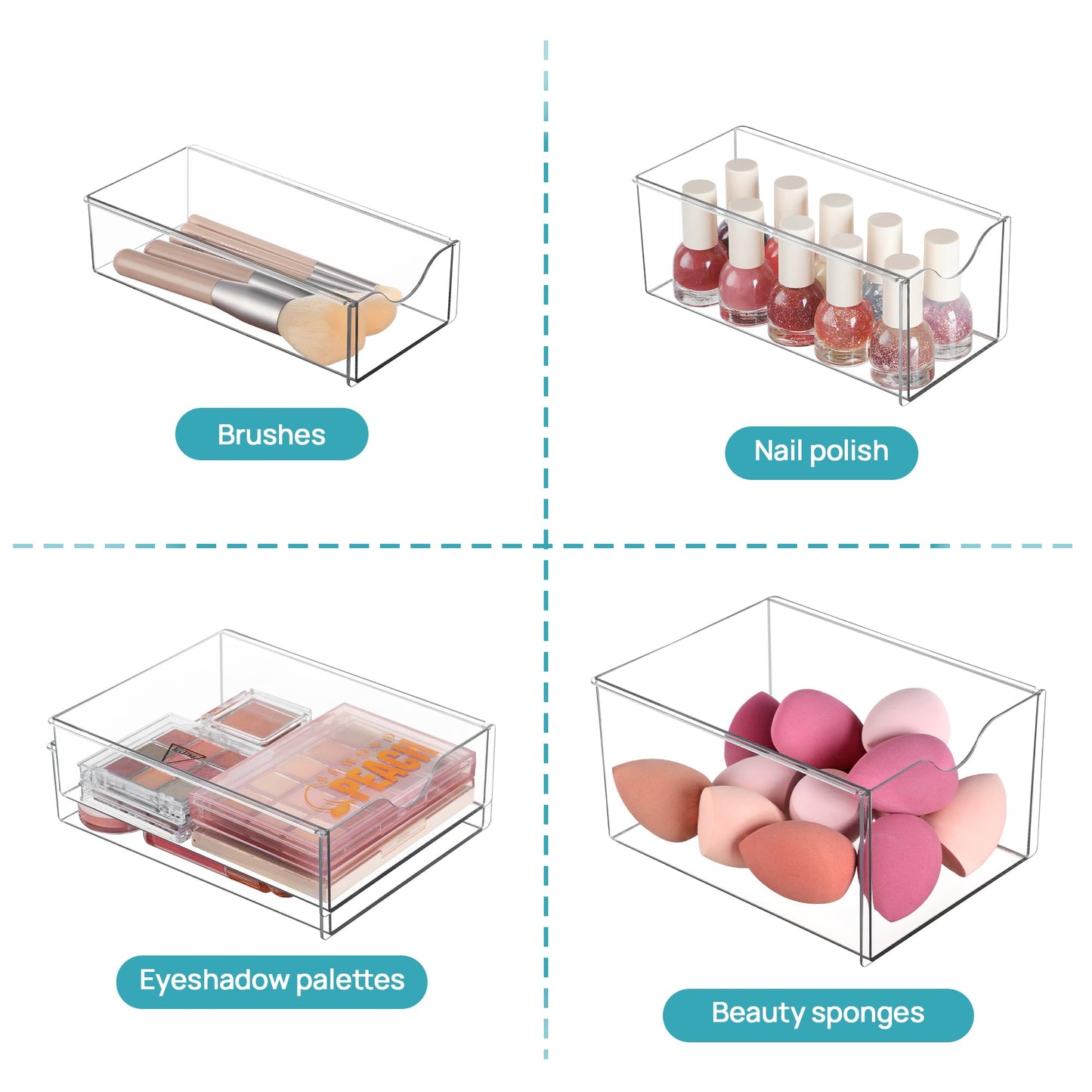 Vtopmart Acrylic Organizer with 8 Drawers, Desk Organizers and Accessories, Clear Makeup Organization, Dustproof Storage Drawers for Office Art Craft Supplies