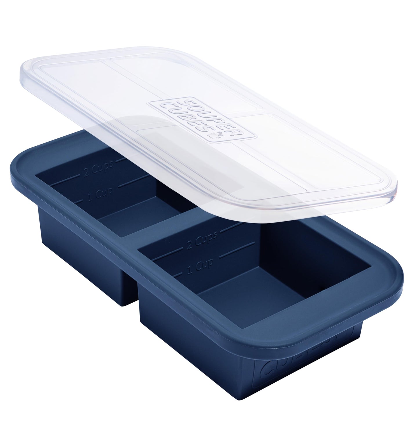 Souper Cubes 2 Cup Silicone Freezer Tray with Lid, Perfect for Storing Lasagna, Leftovers, Sauces, Portioned Meals and More, Silicone Freezer Mold for Meal Prepping - Blueberry - 1-Pack
