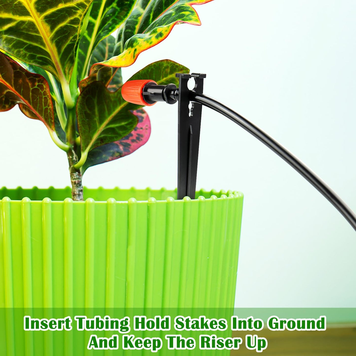 Gardrip 100 Pieces Drip Irrigation Support Stakes for 1/4 Inch Tubing: 1/4'' Drip Tube Holder Stakes for Irrigation Hose Emitter Support Greenhouse Garden Vegetable Flower Beds Herbs Growing