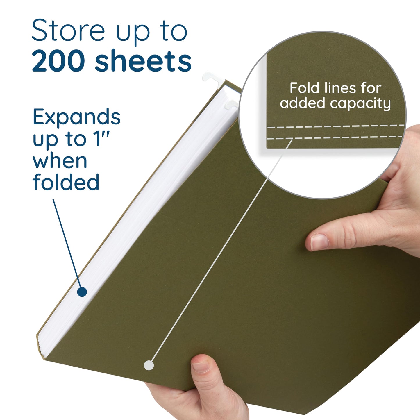 Blue Summit Supplies Hanging File Folders, 75 Pack, Reinforced Hanging Folders Letter Size, Standard File Folders for Filing Cabinet, Hanging File Organizer, Green