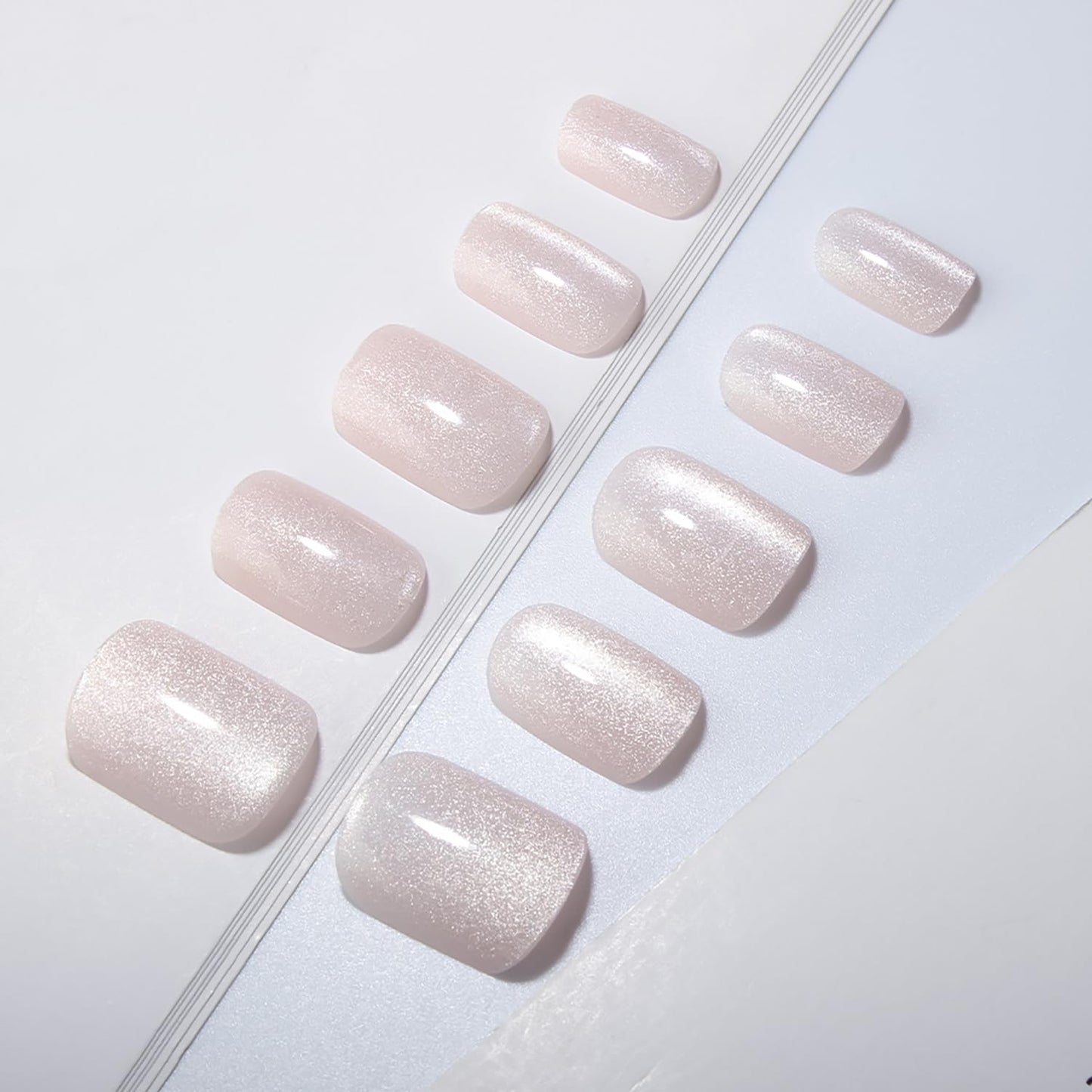 30Pcs Pink Glitter Press On Nails Short Square Pink Fake Nails With Glitter Design False Nails Press Ons Reusable Stick On Nails Full Cover Glossy Artificial Glue On Nail For Women Manicure Decor