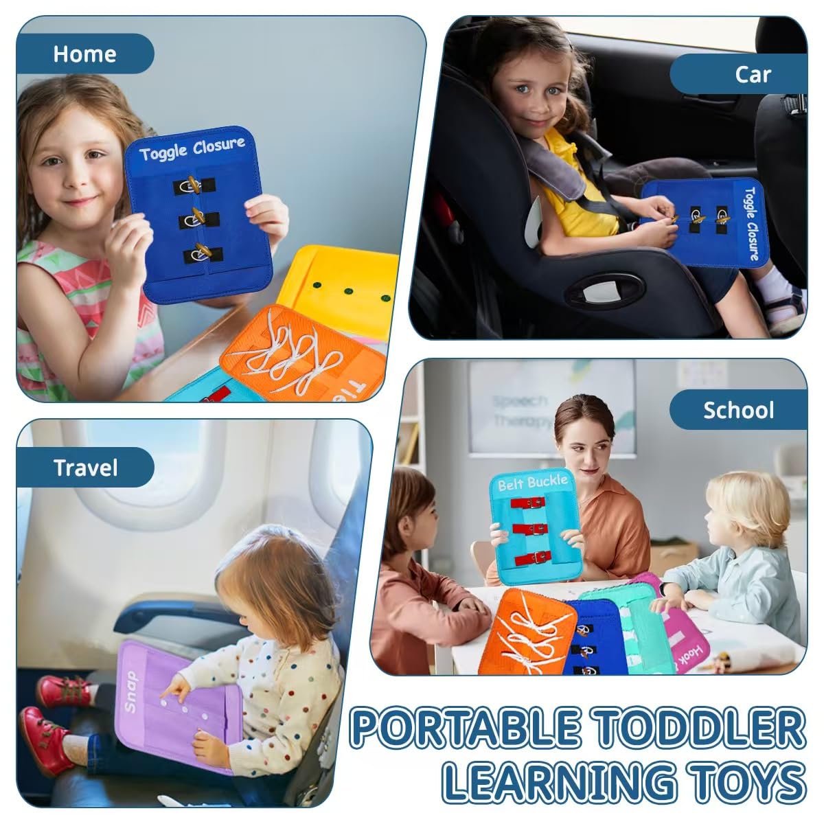 Learning to Dress Busy Boards, Shoe Tying Practice for Kids, Basic Life Skills Toys Learn to Button, Buckle, Zip, Snap, Lace, Tie, Sensory Board Fine Motor Development Toy for Preschool Classroom