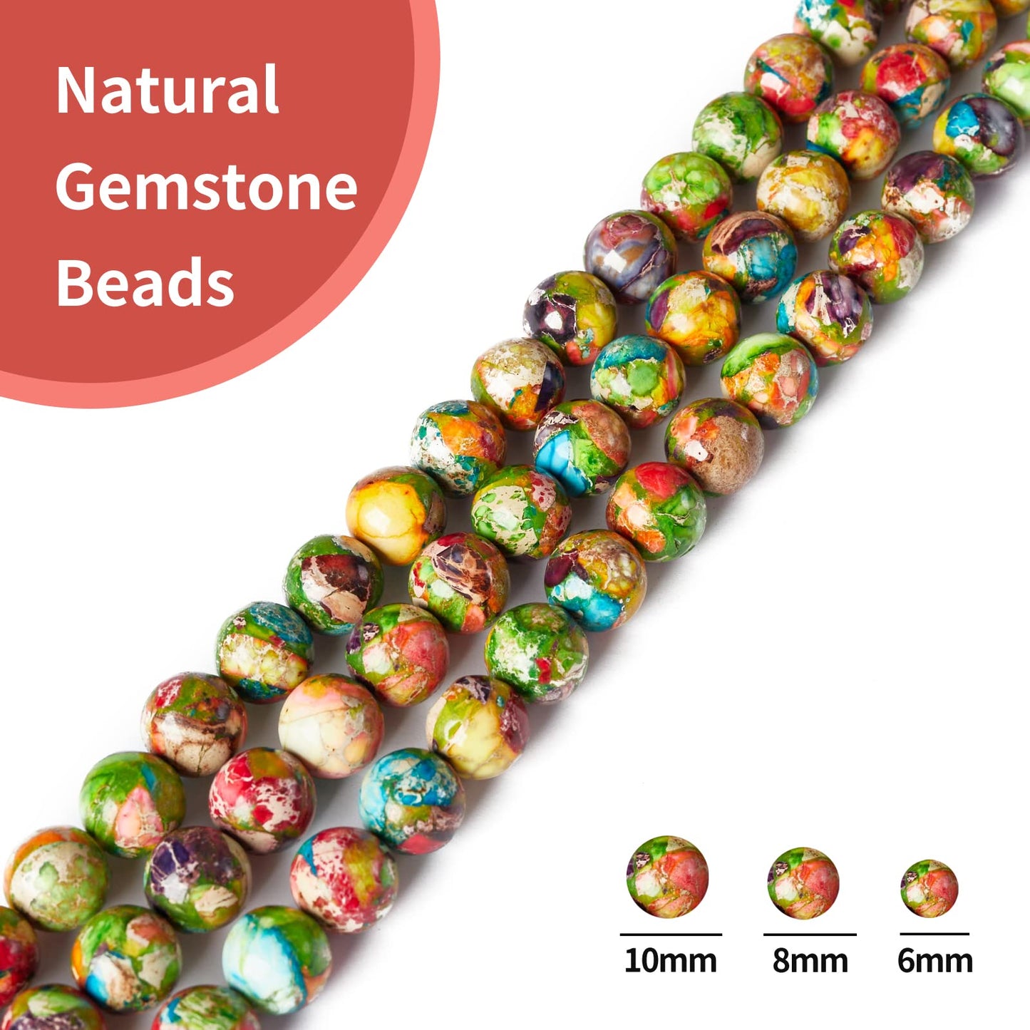 45pcs 8mm Natural Colorful Imperial Turquoise Beads Gemstone Beads Round Loose Beads for Jewelry Making