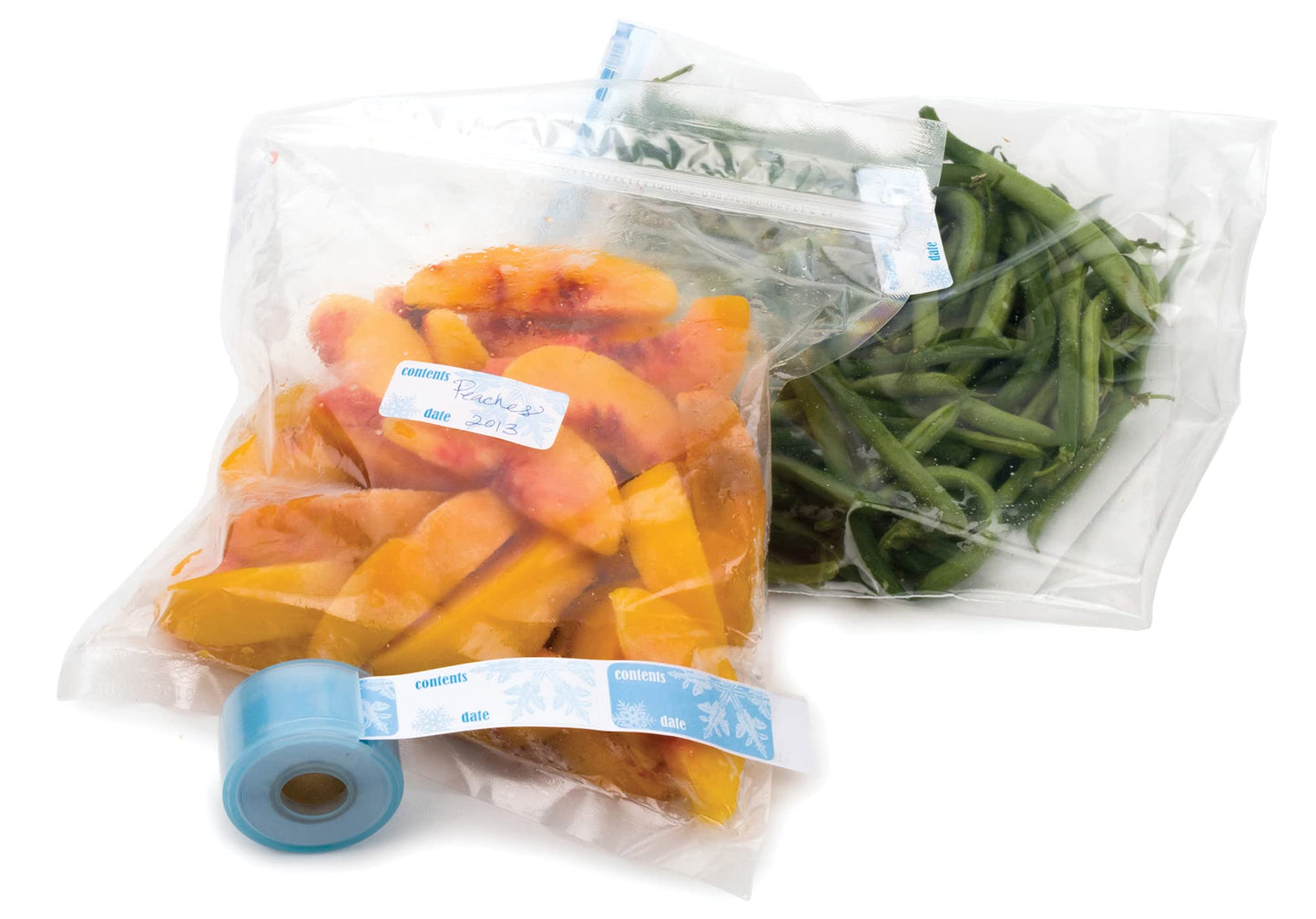 RSVP International Freezer Labels with Convienient Plastic Dispenser, 100 Count, 2.25x1.25, Snowflake