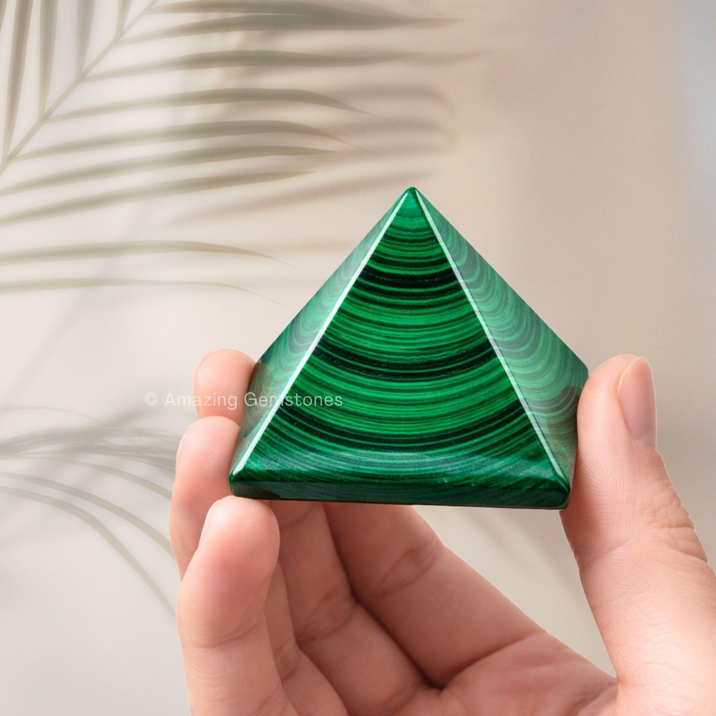 Amazing Gemstone Malachite Pyramid Crystal Healing Stones - 1.5" Great Pyramid Figurine of Natural Stone Pyramid for Meditation, Reiki, Chakra Balancing and Crystal Pyramids Grid