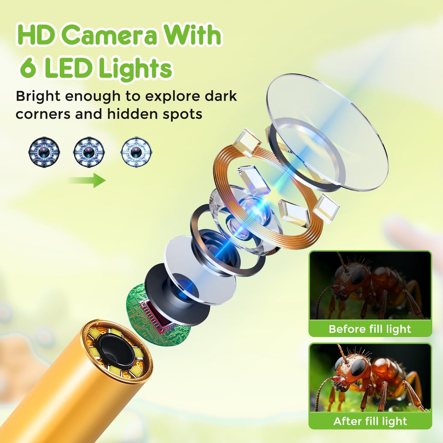 Borescope Camera for Kids - STEM Science Educational Toy for 4-12 Years Old Boys & Girls | Birthday Gift for Outdoor Adventures & Nature Discovery (Green)