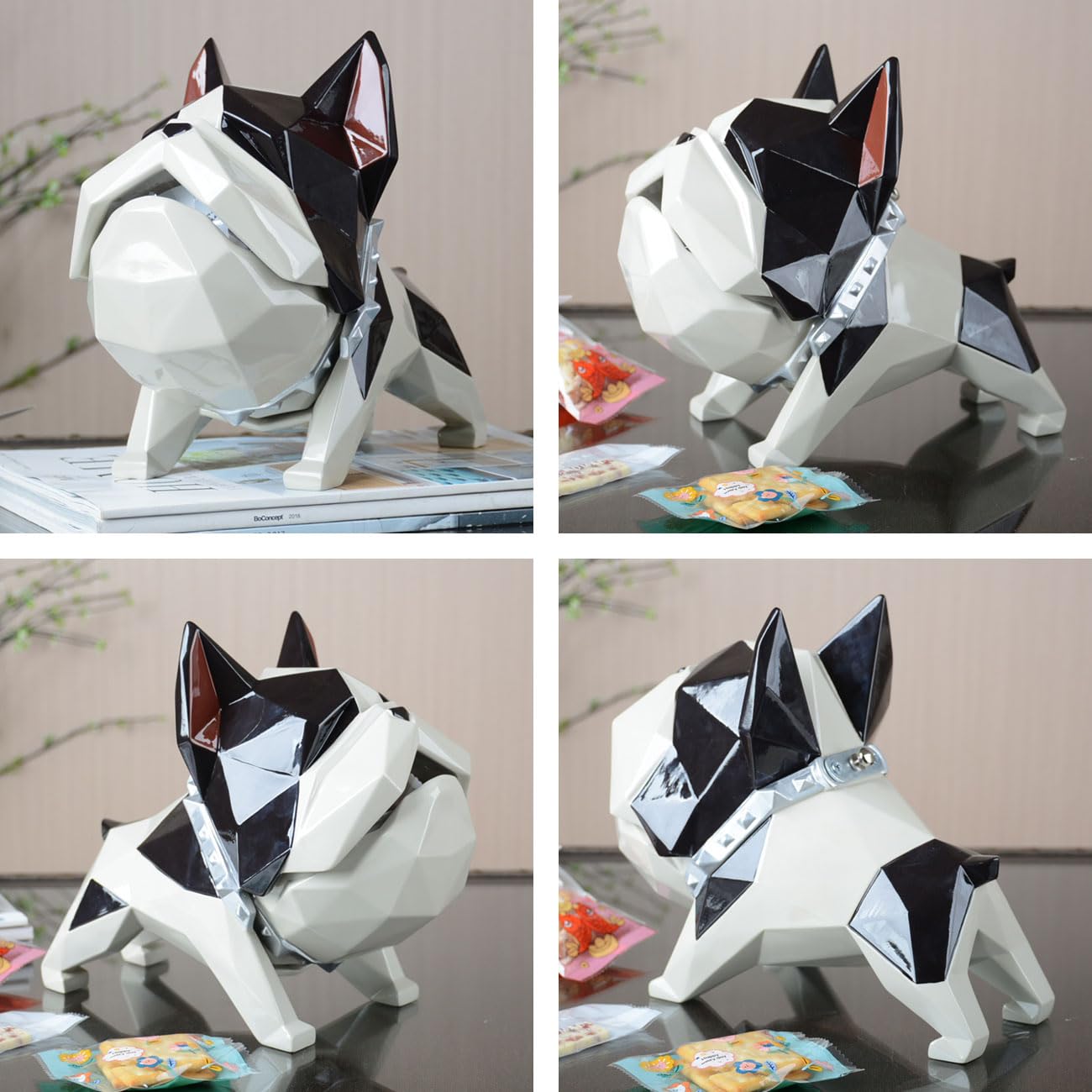 HAUCOZE Closable Candy Dish Key Bowl Storage Bulldog Statue Modern Home Decor Table Centerpiece Gift for Living Room 9.4 Inch
