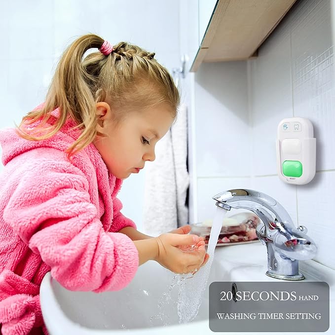 Kids Timer With Color Indicator Light - 2 Minutes Teeth Brush and 20 Seconds Hand Washing Timer - Stick-On Bathroom Training Coach for Children