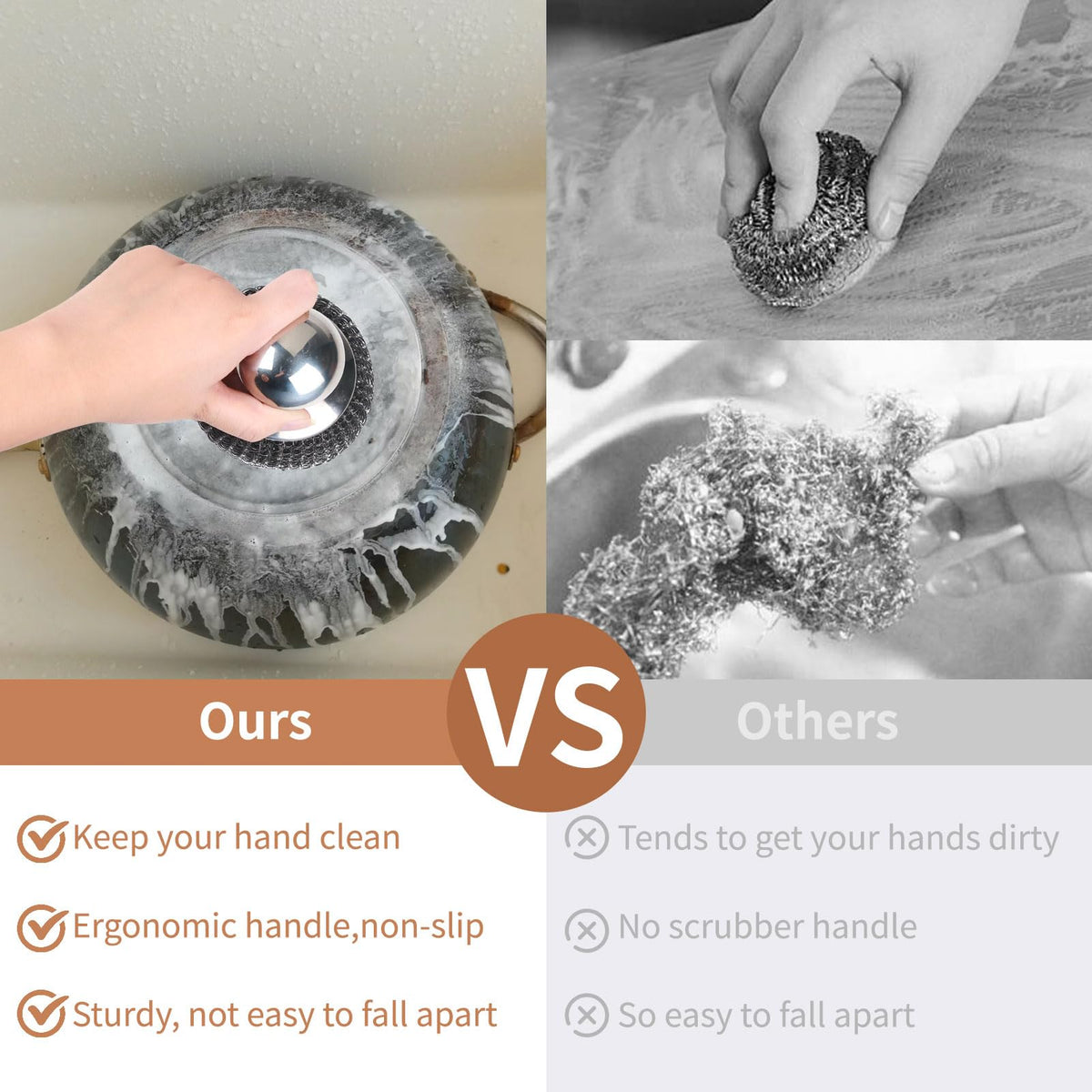 9Pcs Steel Wool Scrubber with Replacement Wire Sponge Pads Set (9 Count)