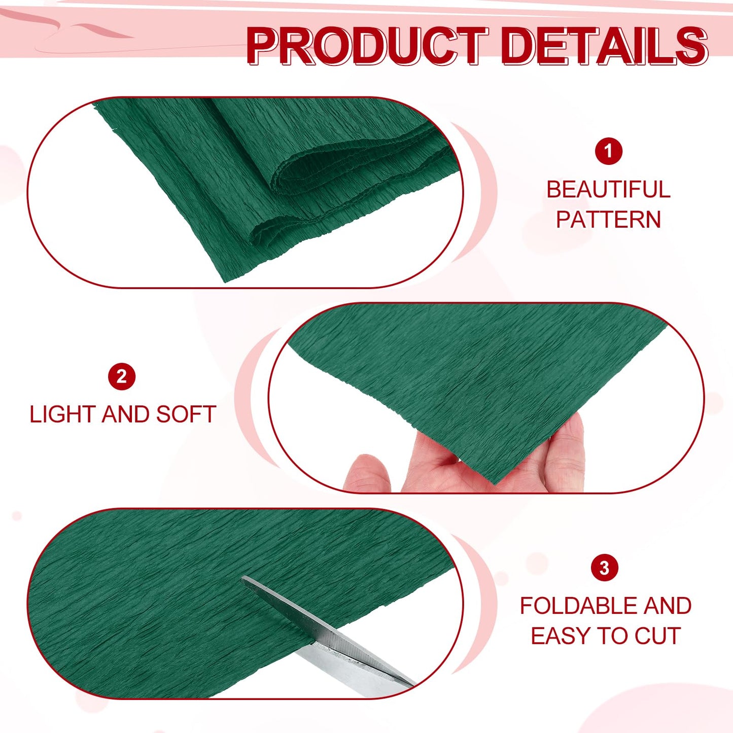 MECCANIXITY Crepe Paper Roll 7.5ft Long 20 Inch Wide for Wedding Ceremony Various Large Festivals Decoration, Green