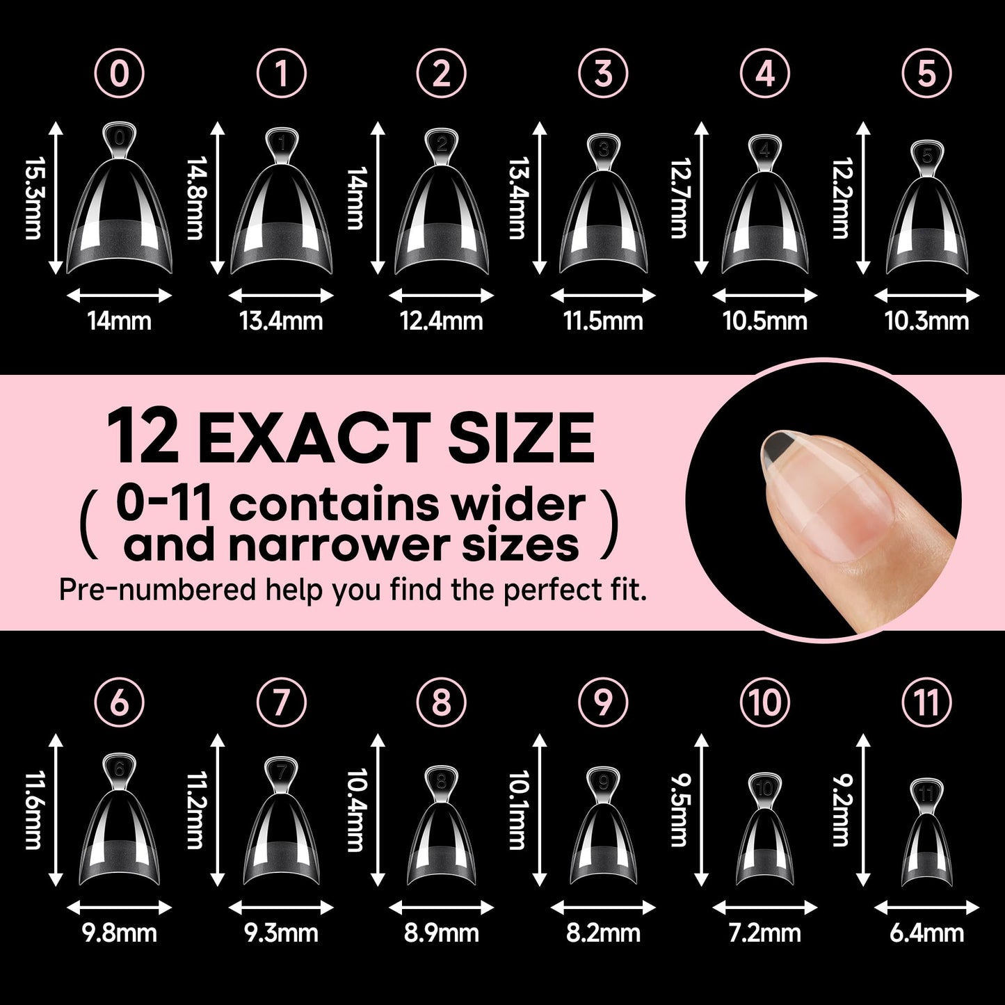 UNA GELLA Almond Gel Nail Tips Short: Half Cover Almond Shape Nail Tips Matte 216pcs Clear Gelly Tips for Saving Nail Extension DIY Nail Art, Self-handle 12Sizes