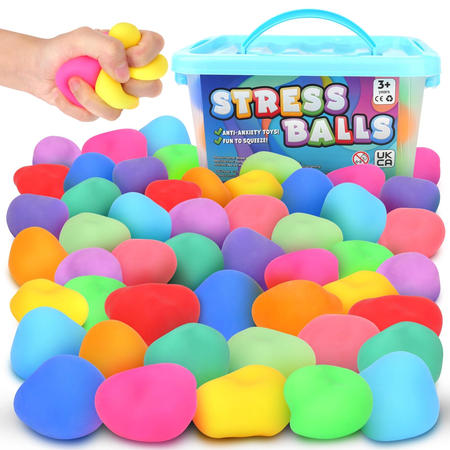 Slow Rising Stress Ball 50 Pack: Mini Squishy Ball for Kids Anxiety Relief, Hand Therapy Sensory Toy, Pull Stretch Fidget Toy, Prize Box Toys for Classroom, Bulk Toy for Teacher, Offices & Group