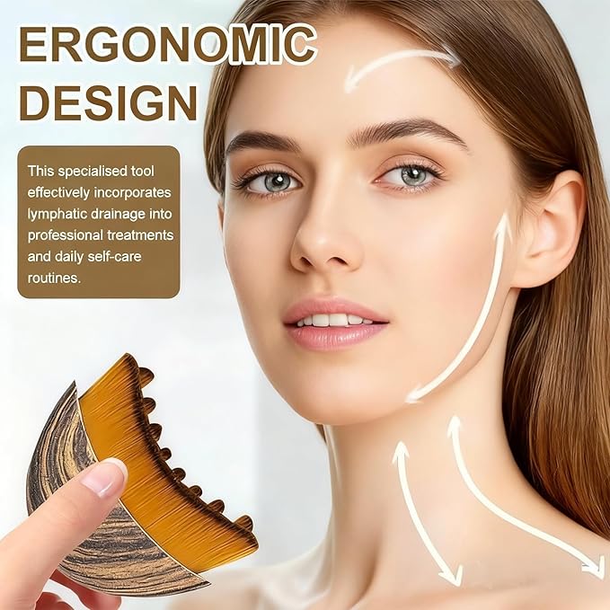 Lymphatic Contour Face Brush - Facial Sculpting & Anti-Puffiness Tool | Ultra Soft Dry Brush for Jawline Massage & Lymphatic Drainage | Ergonomic Design (5PC)