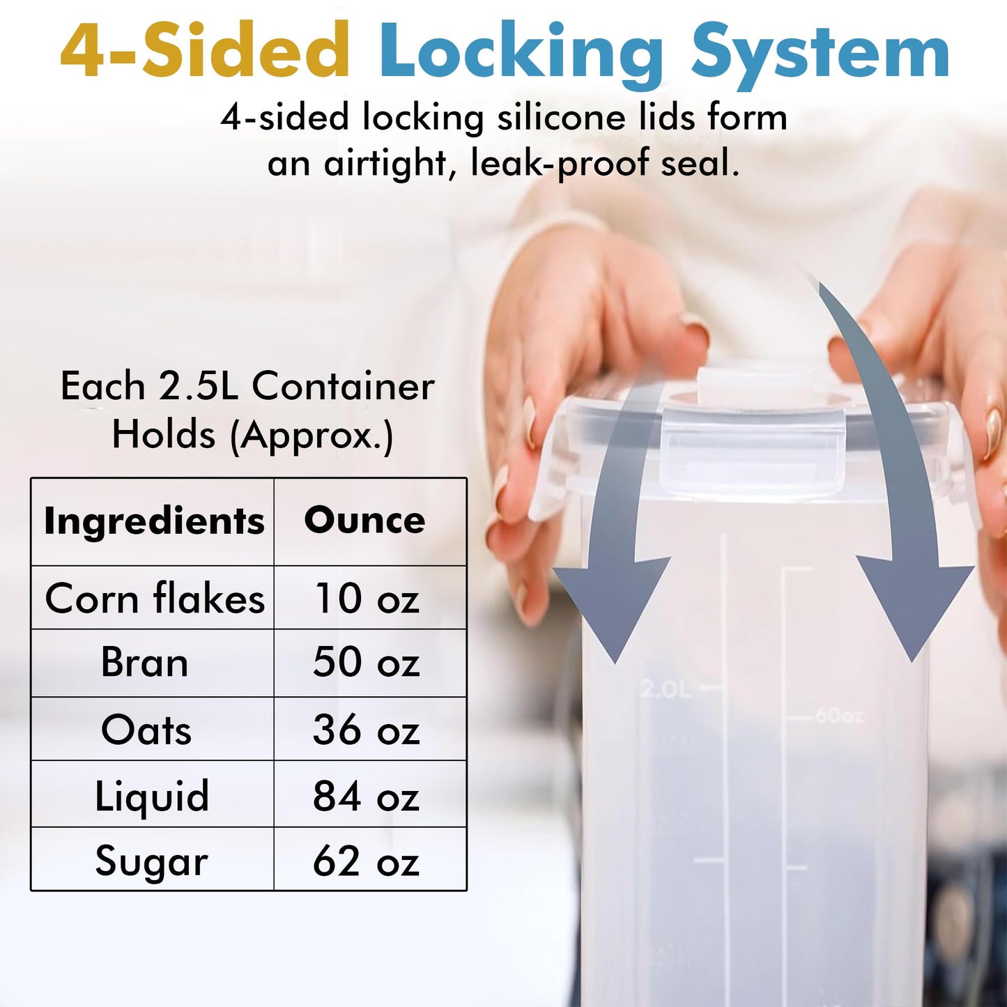 Shazo 2 Pack (15.4 Oz Cereal Capacity) Small Airtight Cereal Containers Storage with Lids, Perfect Space Saving BPA-Free Plastic Container, Pantry Organization and Canister for Rice, Sugar & Flour