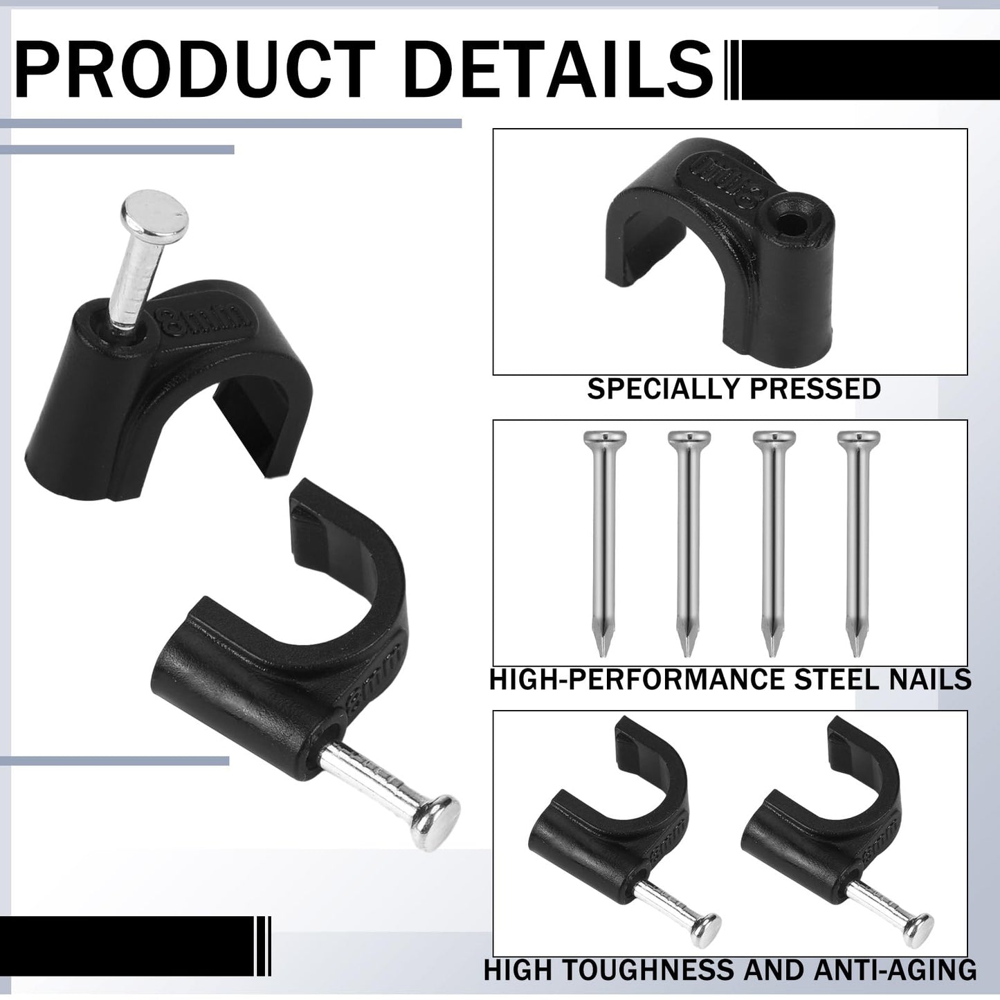 Leriton 100 Pcs Drip Irrigation 1/4" and 3/8" Tubing Mounting Clips, Firm and Easy to Install, Drip Irrigation Kit Connector, Black