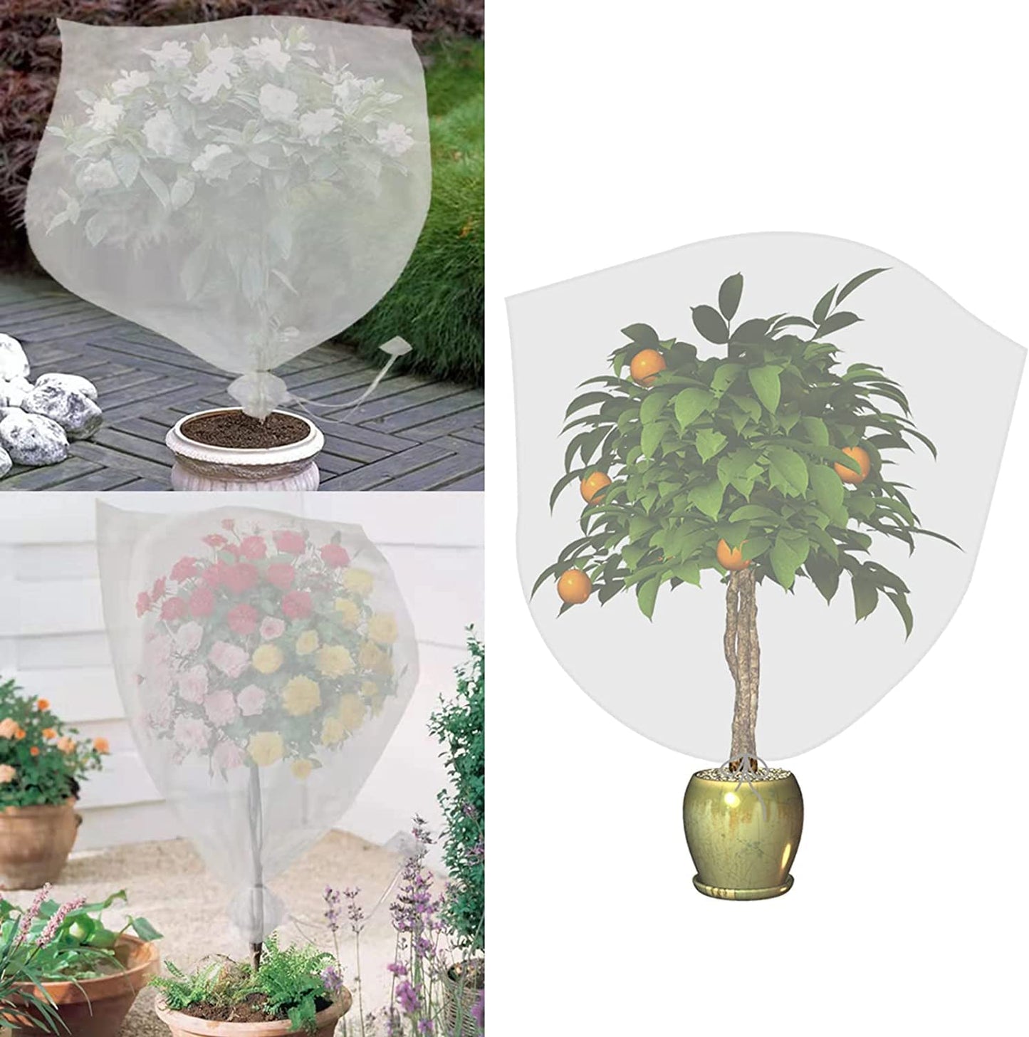 Agfabric Bird Netting 72" Hx72 W Garden Netting Insect Pest Barrier,Plant Cover Fruit Tree Netting Mesh Protection Bag with Zipper,White