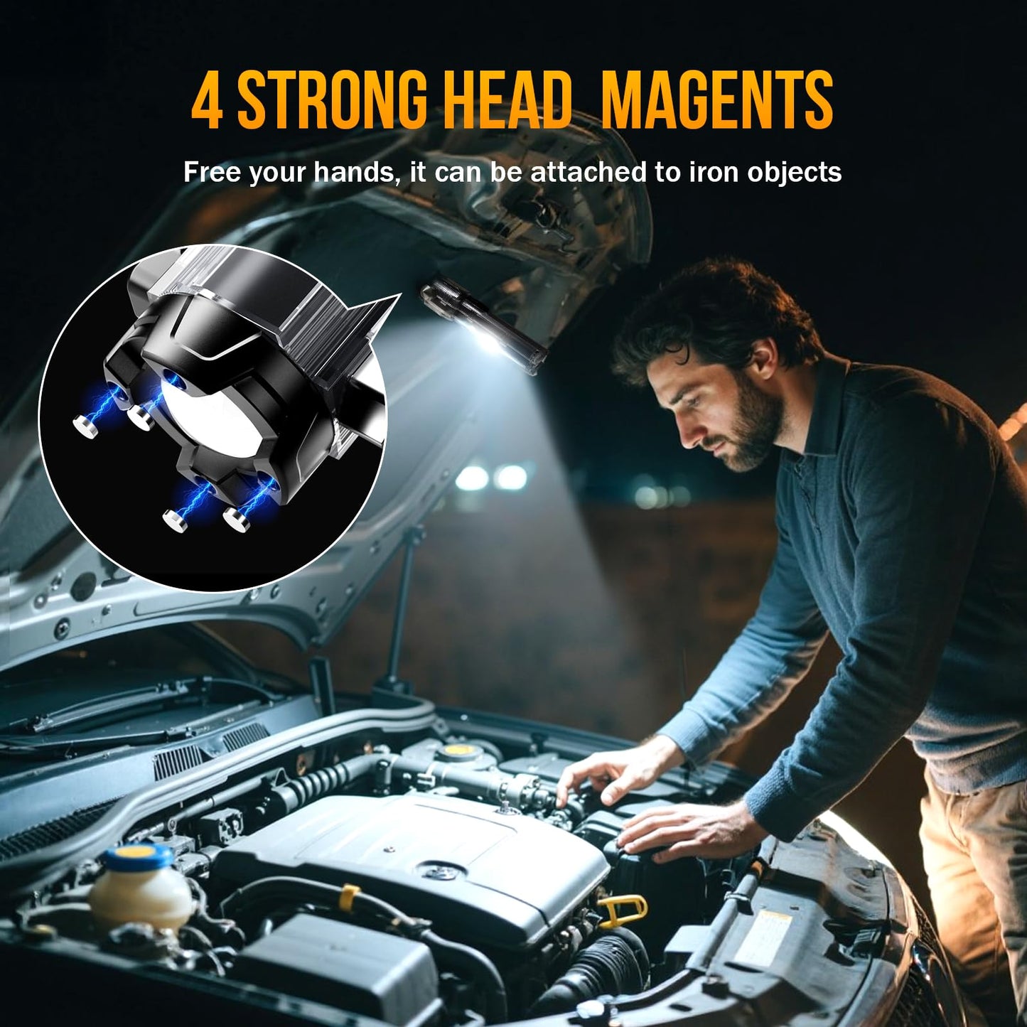 Car Emergency Flashlights Rechargeable 2Packs, 990,000L High Lumens Car Flashlight Emergency Kit, 7 Modes Tactical LED Flash Light with Window Breaker, Belt Cutter, Alarm Buzzer, Magnet, USB C for Car