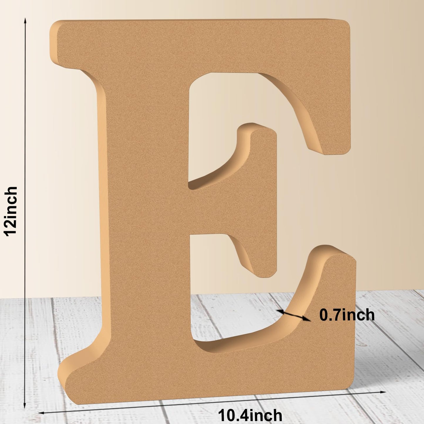 AOCEAN 12 Inch Designable Wood Letters Unfinished Wood Letters for Wall Decor Decorative Standing Letters Slices Sign Board Decoration for Craft Home Party Projects (E)