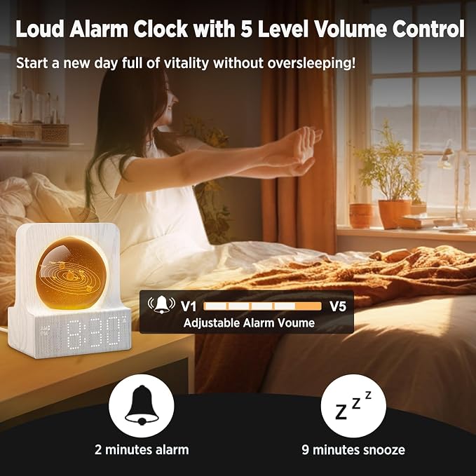 DreamSky Space Alarm Clock for Kids Teens with RGB Night Light for Bedroom