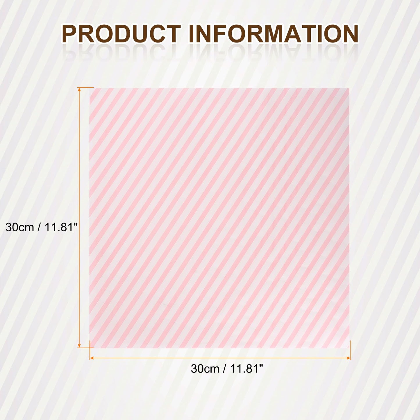 HARFINGTON 100pcs Square Stripes Wax Paper, 12" x 12", Pink