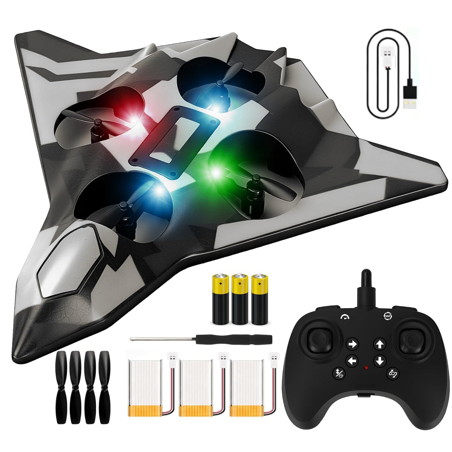 ZzzMgzzZ Foam Remote Control Airplanes for Kids & Adults | Easy Control, Great for Beginner and Teenagers, with Stable Hovering, 360° Flips, Circle Fly, LED Light, 2.4Ghz, Christmas & Birthday Gifts