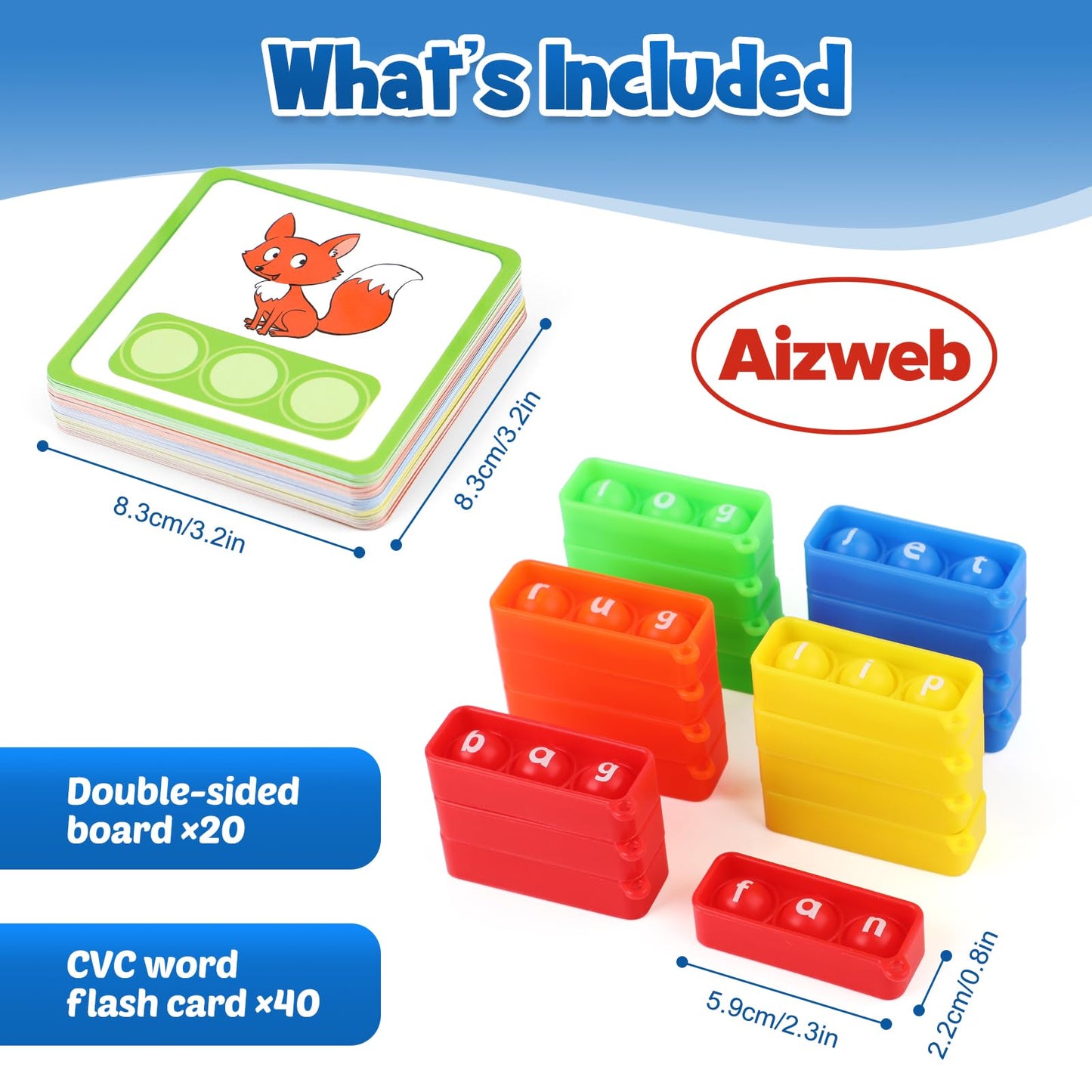 Aizweb CVC Word Games Kindergarten,Phonics Games for Kids Ages 3-8,CVC Flashcards for Preschool Special Education Classroom Supplies,Reading&Spelling Activity Phonics Manipulatives for Kids