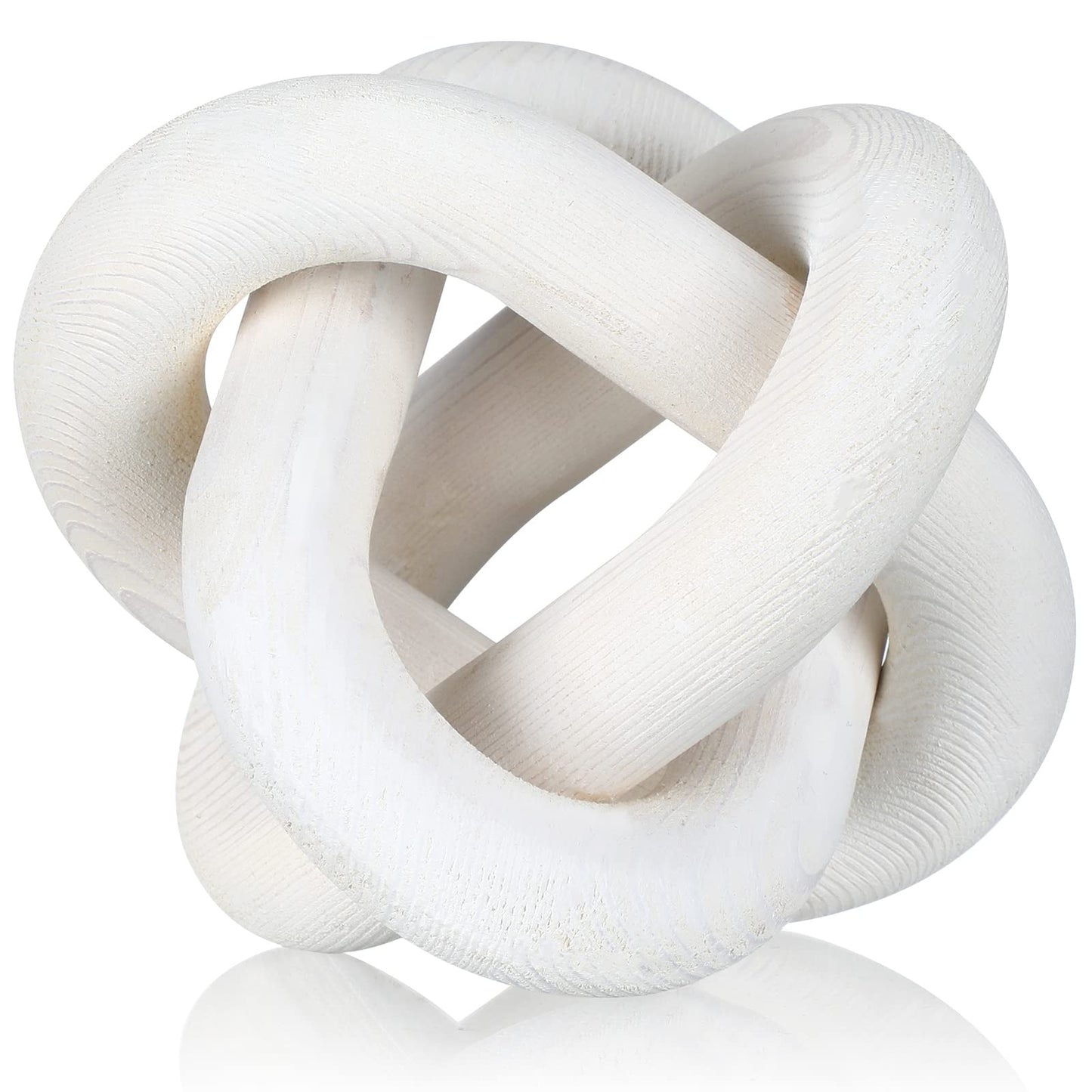 Yalikop 3 Link Wood Knot Decor Rustic Home Décor Accents Hand Carved Coffee Table Decoration, Boho Chain Link Decoration, Modern Shelf, Rustic Objects for Home Living Room Bedroom(White)