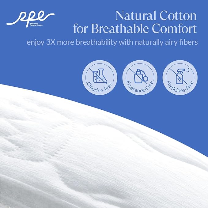 100% Organic Super Long Overnight Pads with Wings, Extra Heavy Sanitary Pad for Women Ultimate Absorbency, Ultra Thin Coverage Cotton Period Menstrual Pads (Extra Long Overnight, Size 6, 10ct)