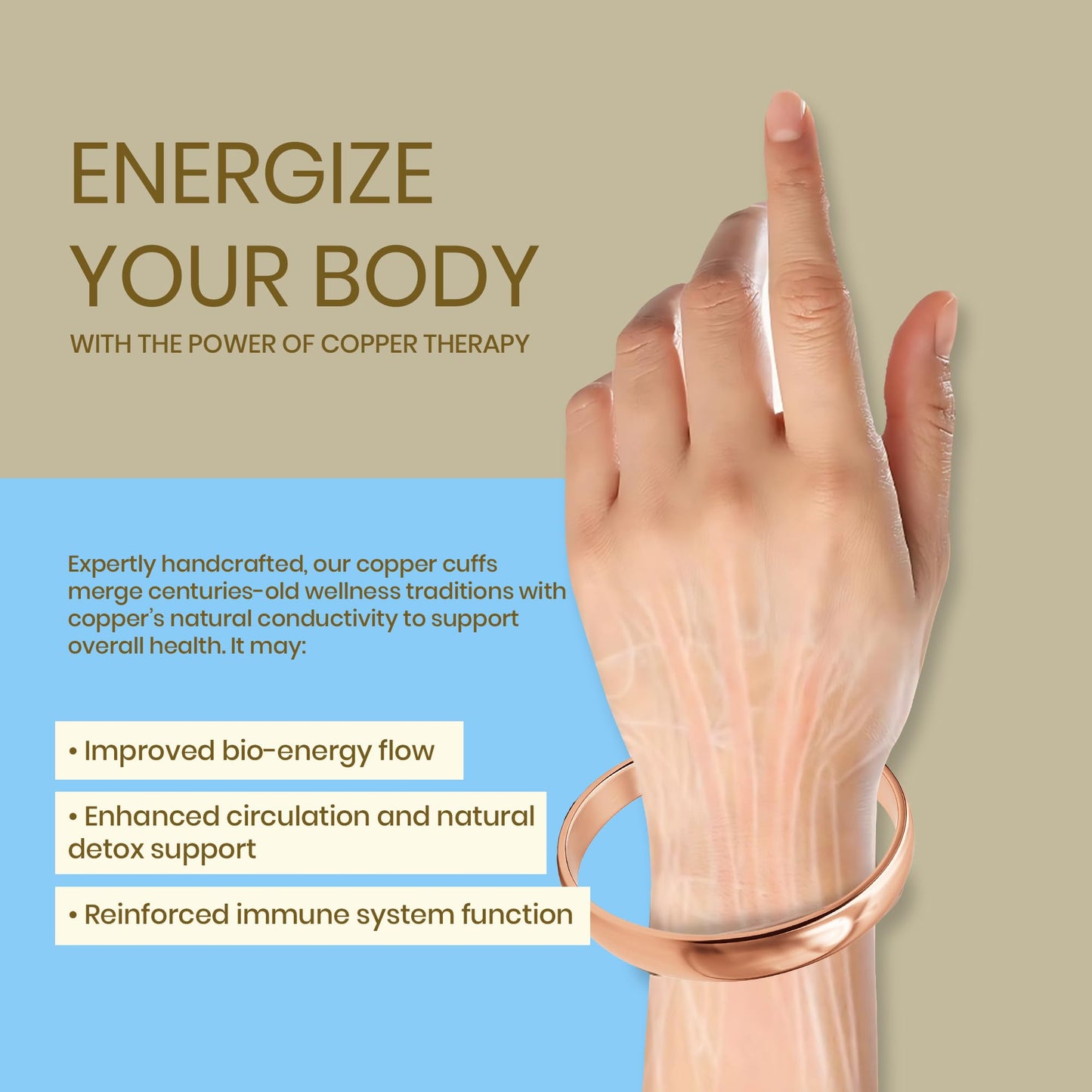 Healing Monk Pure Copper Bracelet for Men & Women – Handmade Uncoated Copper Jewelry Cuff – Adjustable Healing Copper Bracelets for Arthritis – Mens & Womens Copper Cuff Pulsera de Cobre (Healing)