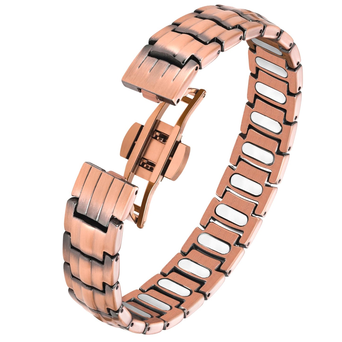 Jecanori Pure Copper Bracelet for Men, 5X Strength Magnetic Bracelets for Men with 5,000 Gauss Ellipses Magnets & Premium Butterfly Clasp