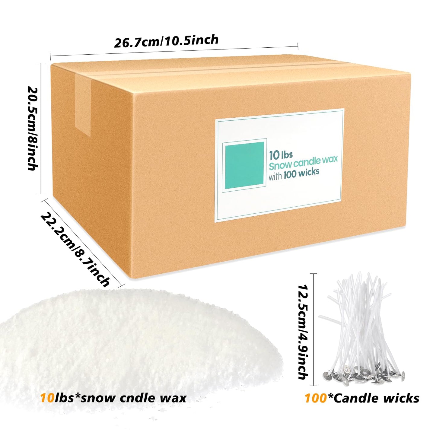 pliadvbu 10 lb Wax Sand DIY Pearl Candle Kit, 100 Wicks, Natural Pearl Wax, Reusable, Unscented Powder for Making, Weddings and Parties