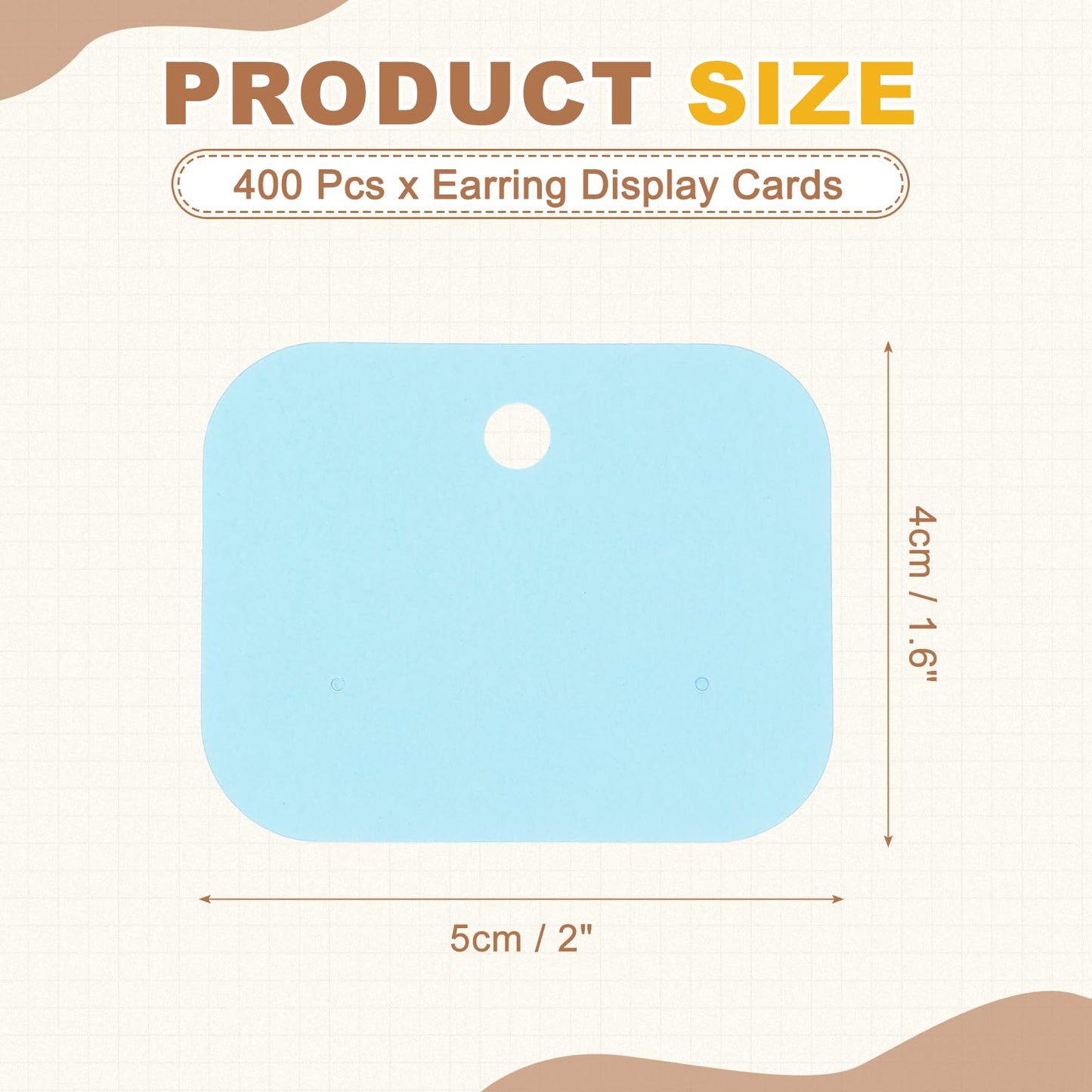PATIKIL 400Pcs Earring Display Cards, 1.6"x2" Kraft Paper Stud Earring Holder Card, Blank Hanging Tag 2 Holes for Ear Stud Small Jewelry Selling Packaging Supply, Light Blue