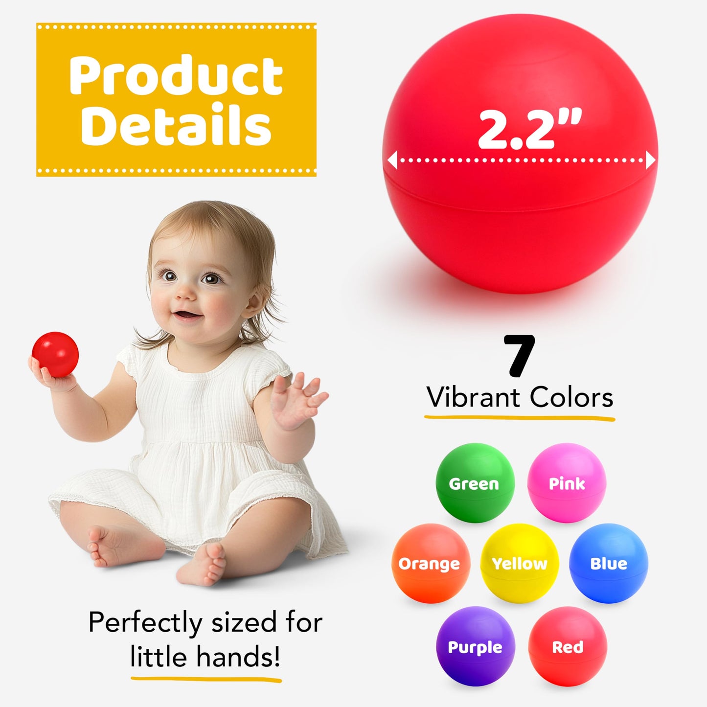 200 Ball Pit Balls for Toddlers with Storage Bag - 7 Bright Colors, Great Play Toys for Tents, Pools, and Party