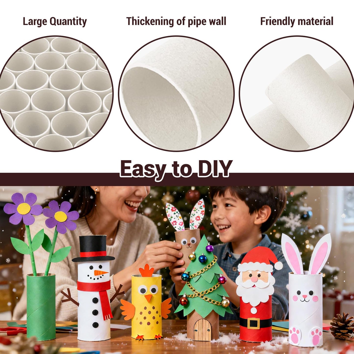 Czoynife 270Pack White Cardboard Tubes for Crafts, 1.38x3.98, Bulk Paper Rolls for Kids DIY, Classroom Art Supplies, Holiday Decor