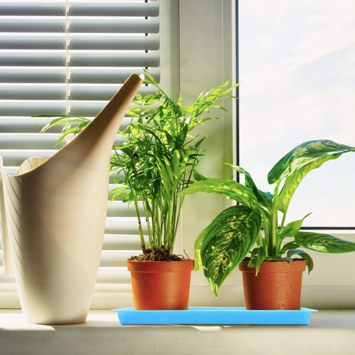 Nsmykhg Plant Drip Trays,10 Pack Plant Saucer Tray Flower Pot Drip Trays,Large Rectangular Plant drip Tray, Sturdy Rectangular Plant Saucer Drip Trays for Indoor and Outdoor (Blue)